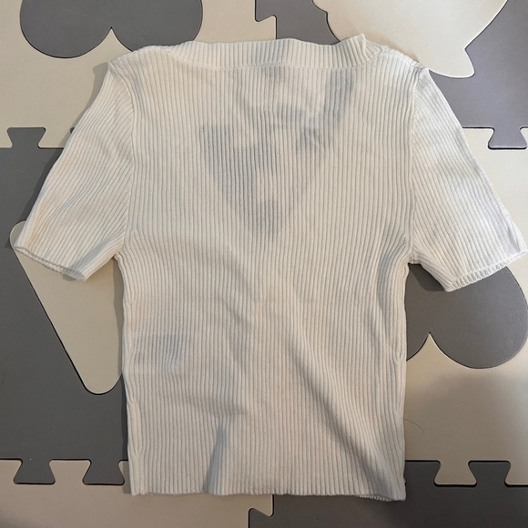 Fitted Rib-knit Top Button Front V Neck Crop Cardigan - Picture 7 of 9